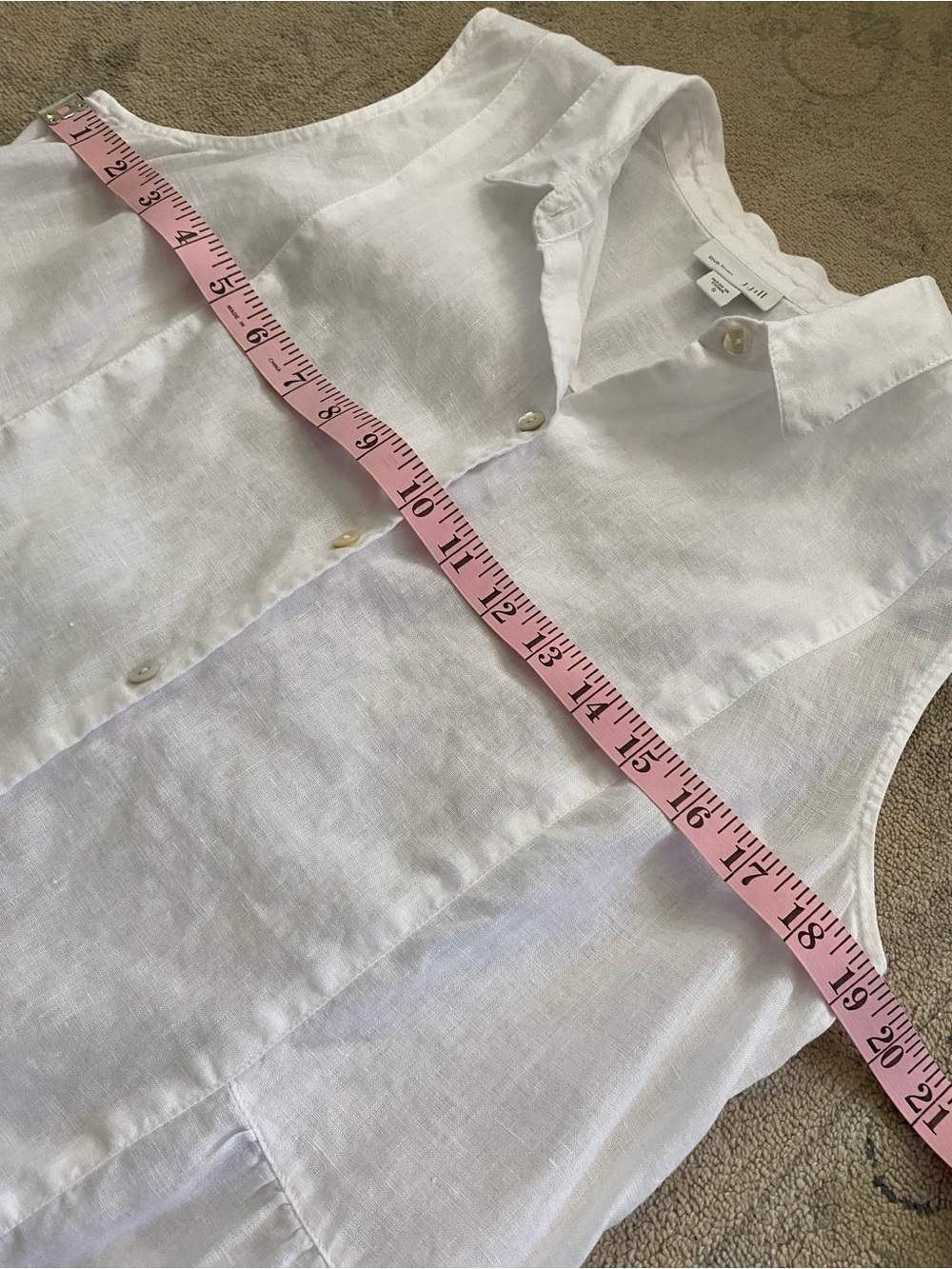 J. Jill Love Linen Peplum Button Down Tunic White Small Mother of Pearl Buttons - Picture 9 of 10